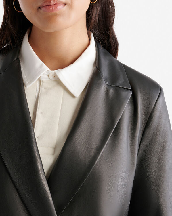 Womens Leather Double Breasted Blazer