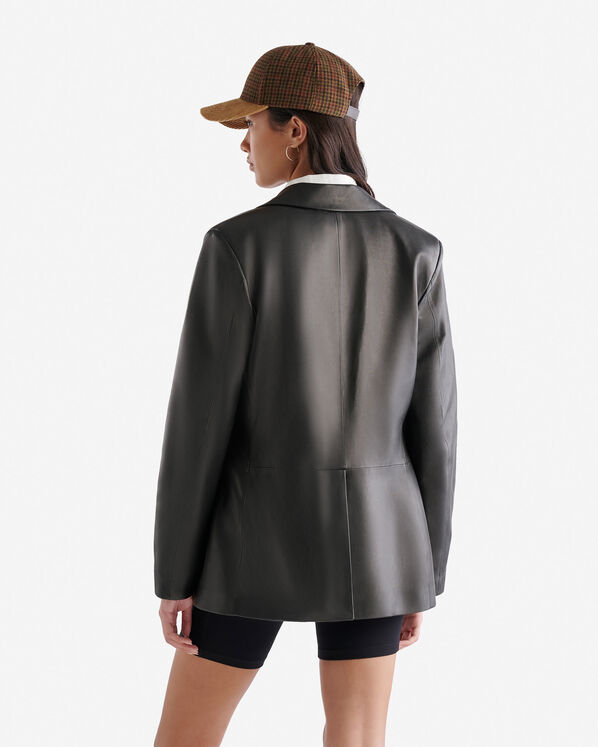 Womens Leather Double Breasted Blazer